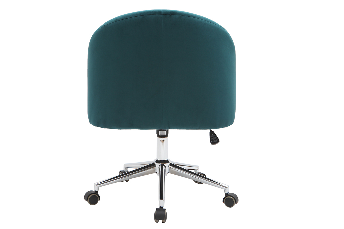 Fauteuil de bureau en velours bleu p�trole SHARON