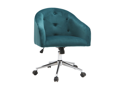 Fauteuil de bureau en velours bleu p&eacute;trole SHARON