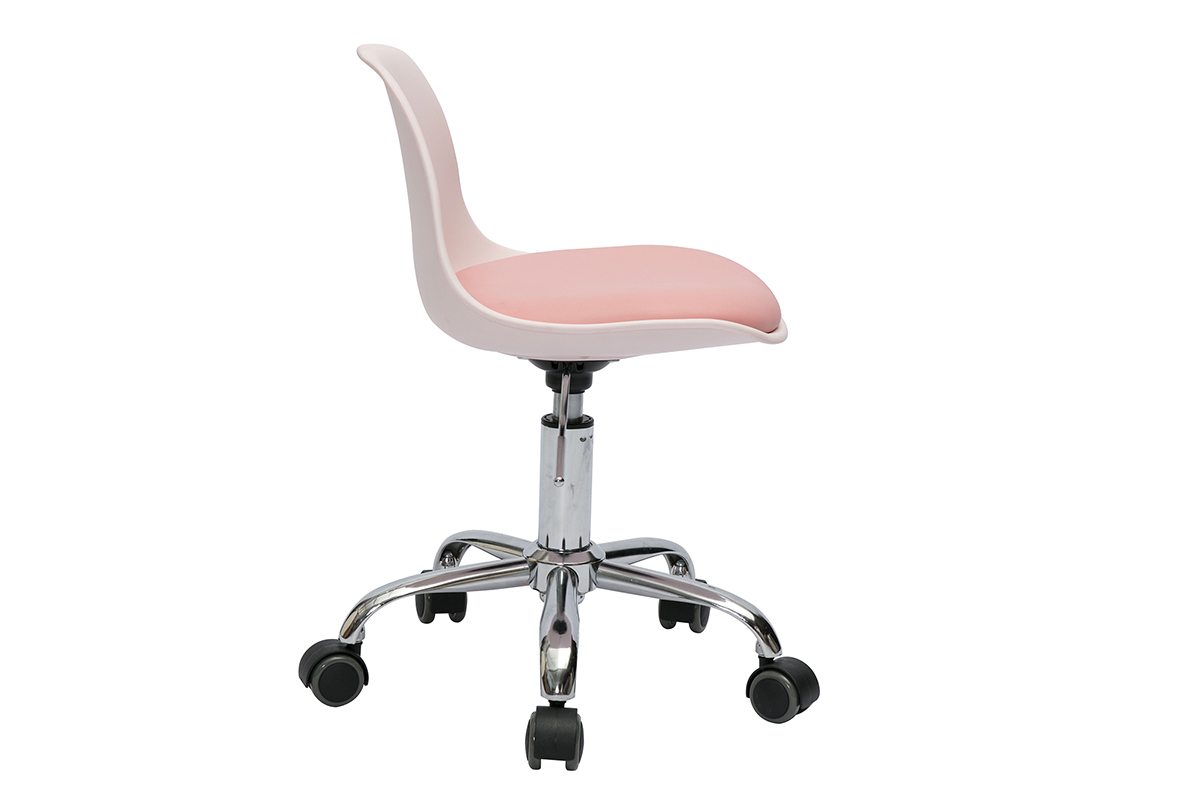 Fauteuil de bureau enfant  roulettes rose STEEVY