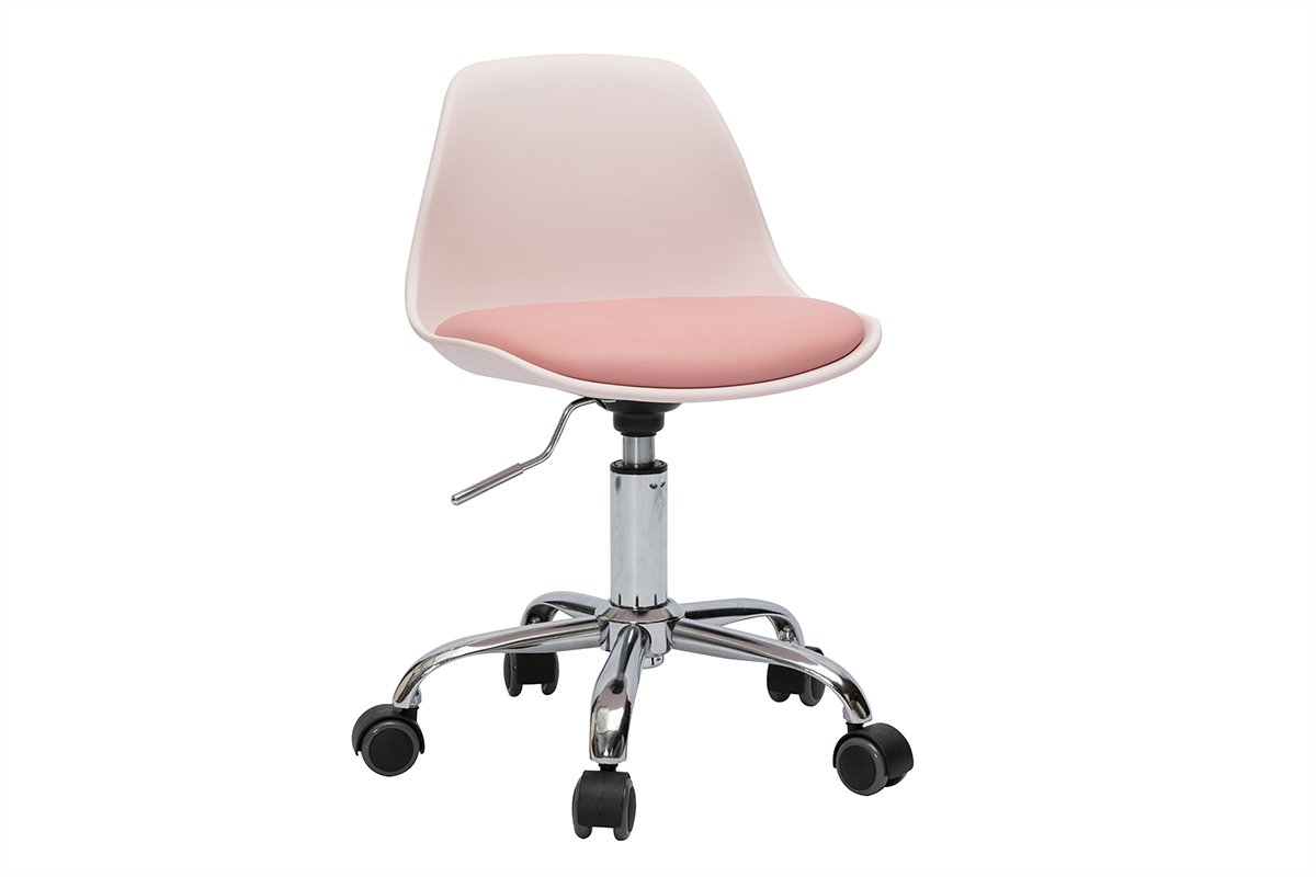 Fauteuil de bureau enfant  roulettes rose STEEVY