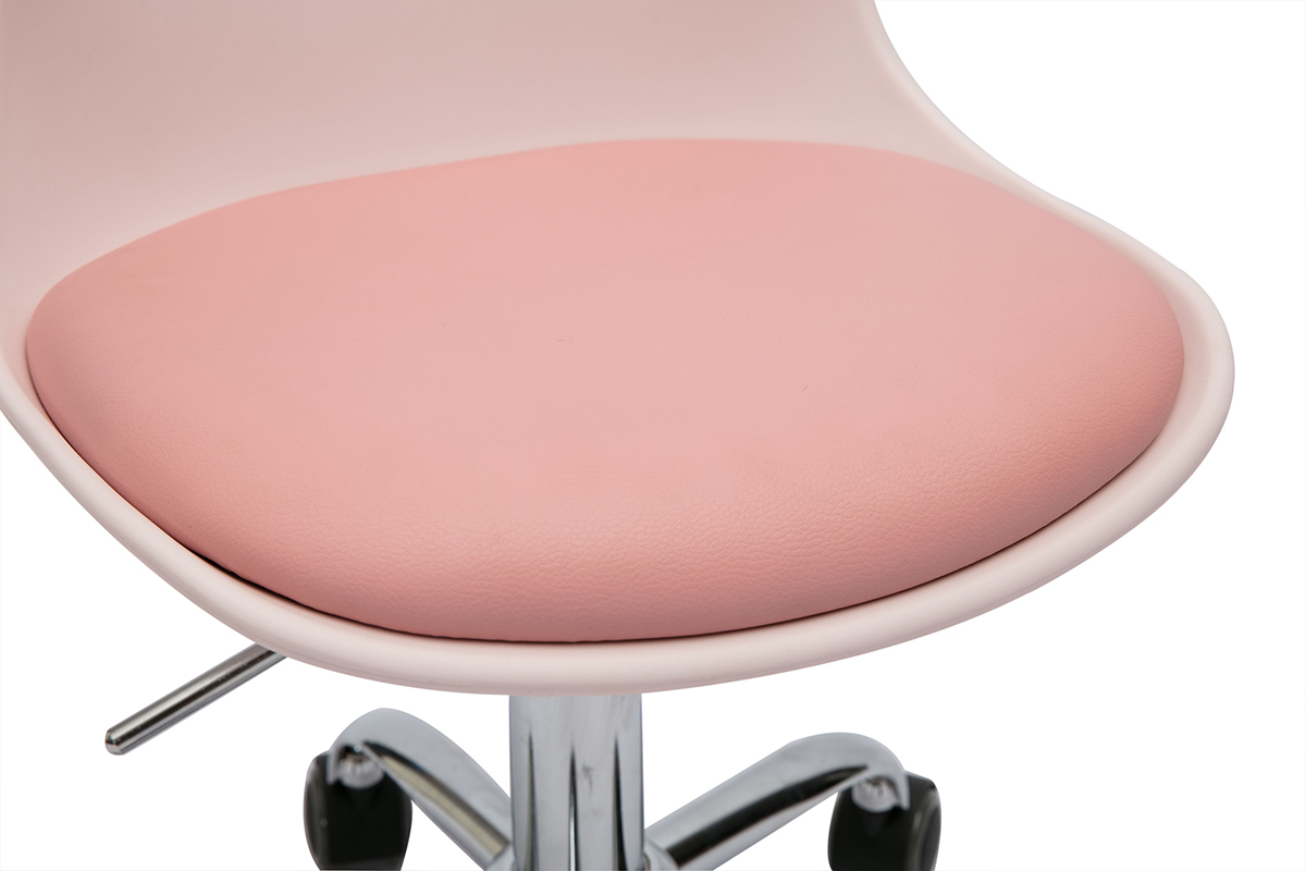 Fauteuil de bureau enfant  roulettes rose STEEVY