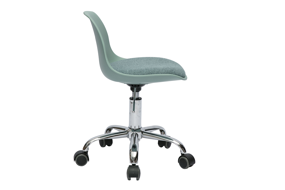 Fauteuil de bureau enfant  roulettes vert de gris STEEVY