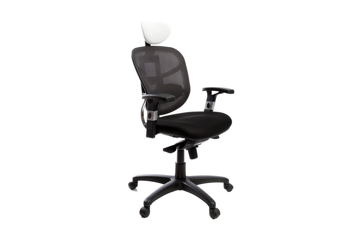 Fauteuil de bureau ergonomique noir avec appuie-t�te blanc UP TO YOU
