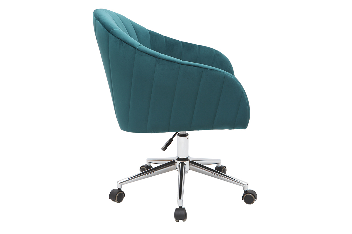 Fauteuil de bureau velours bleu p�trole ROMI