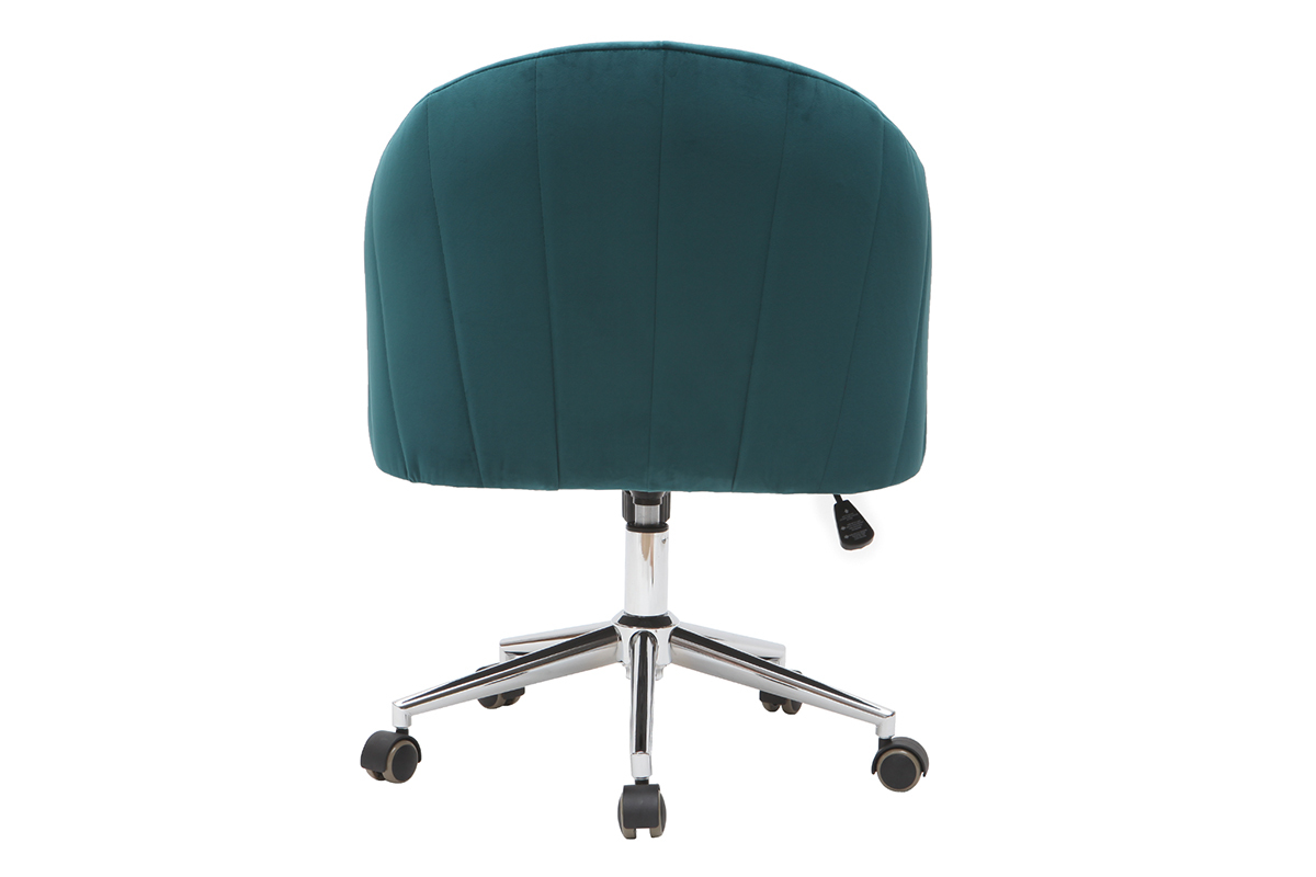 Fauteuil de bureau velours bleu p�trole ROMI
