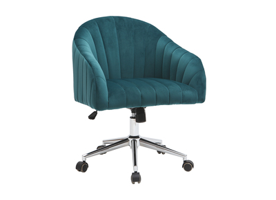 Fauteuil de bureau velours bleu p&eacute;trole ROMI
