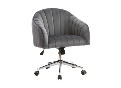 Fauteuil de bureau velours gris fonc&eacute; ROMI