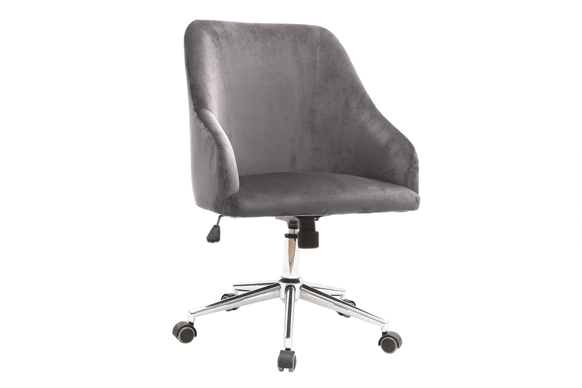 Fauteuil de bureau velours gris fonc� SCARLETT