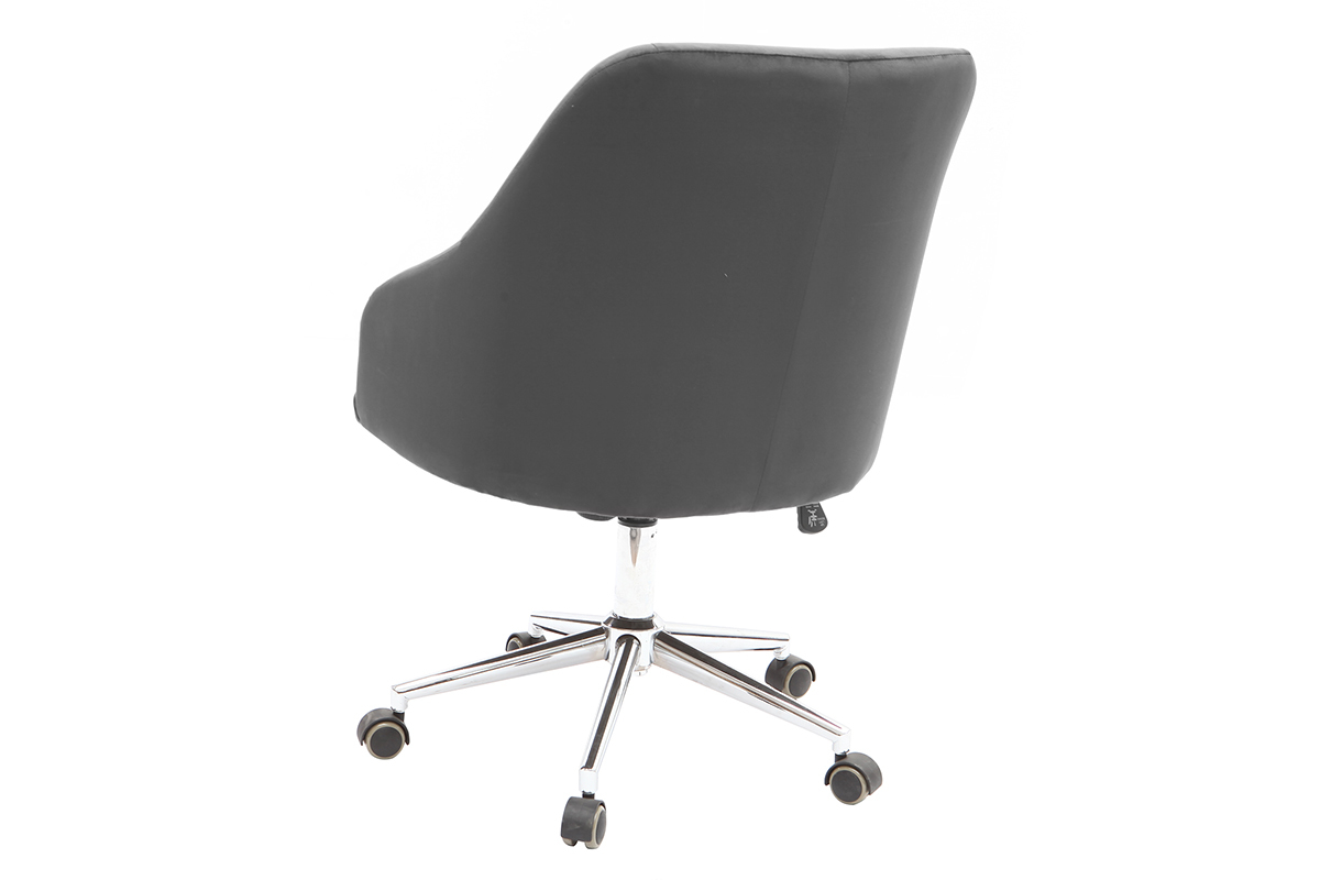 Fauteuil de bureau velours gris fonc� SCARLETT