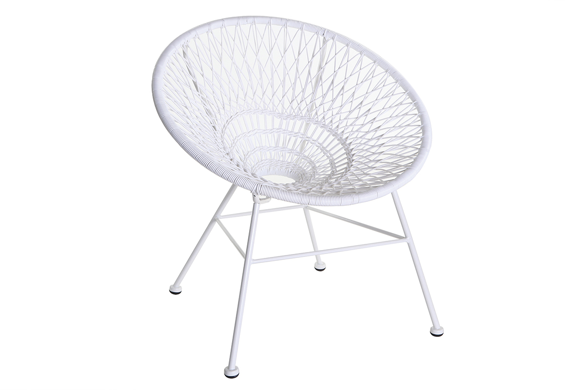 Fauteuil de jardin design en fils de r�sine blanc ARANGO