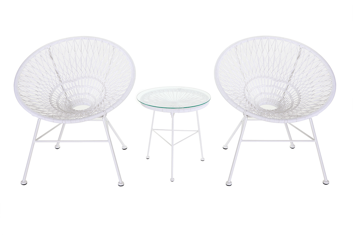 Fauteuil de jardin design en fils de r�sine blanc ARANGO
