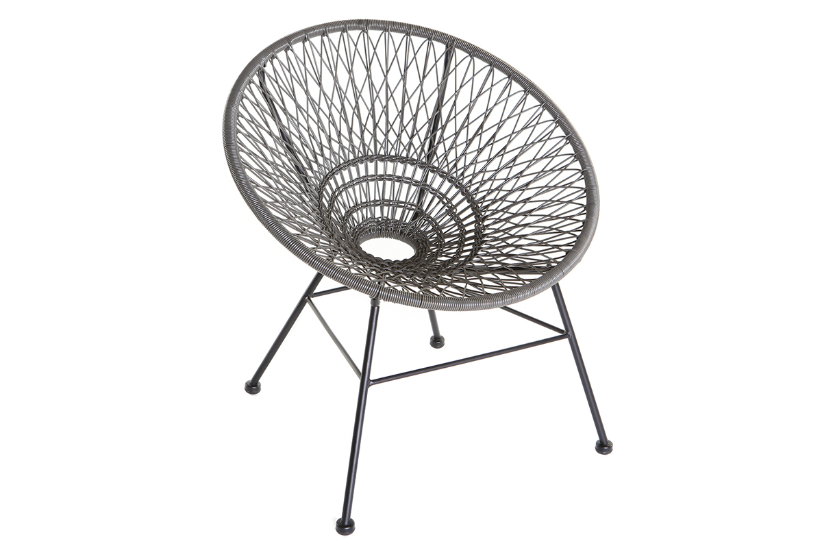 Fauteuil de jardin design en fils de r�sine gris ARANGO