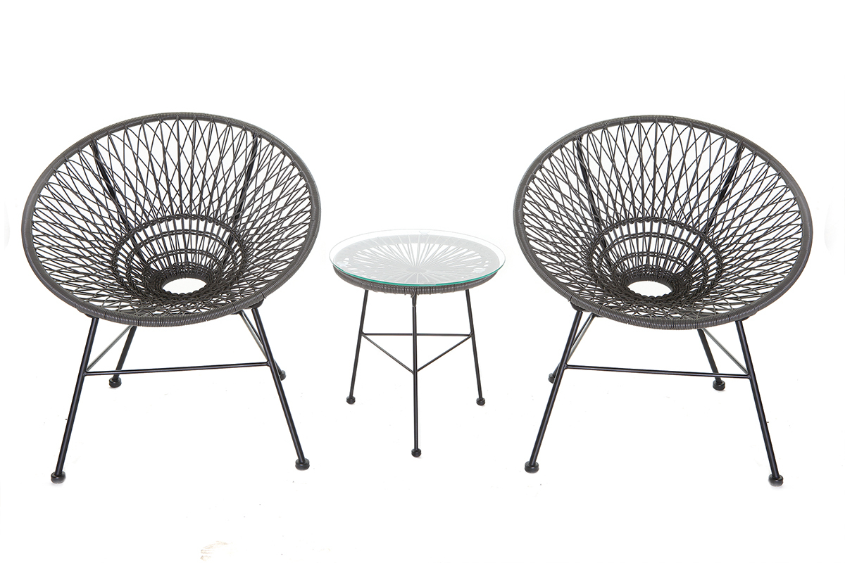Fauteuil de jardin design en fils de r�sine gris ARANGO