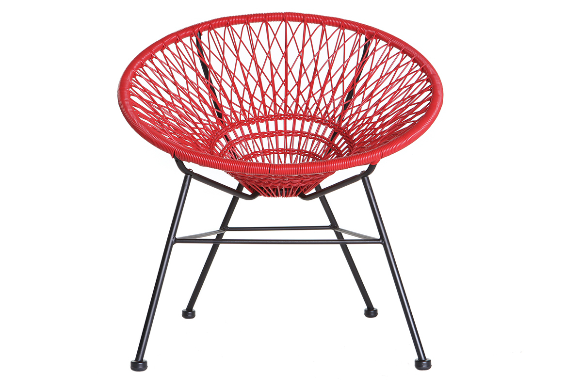 Fauteuil de jardin design en fils de r�sine rouge ARANGO