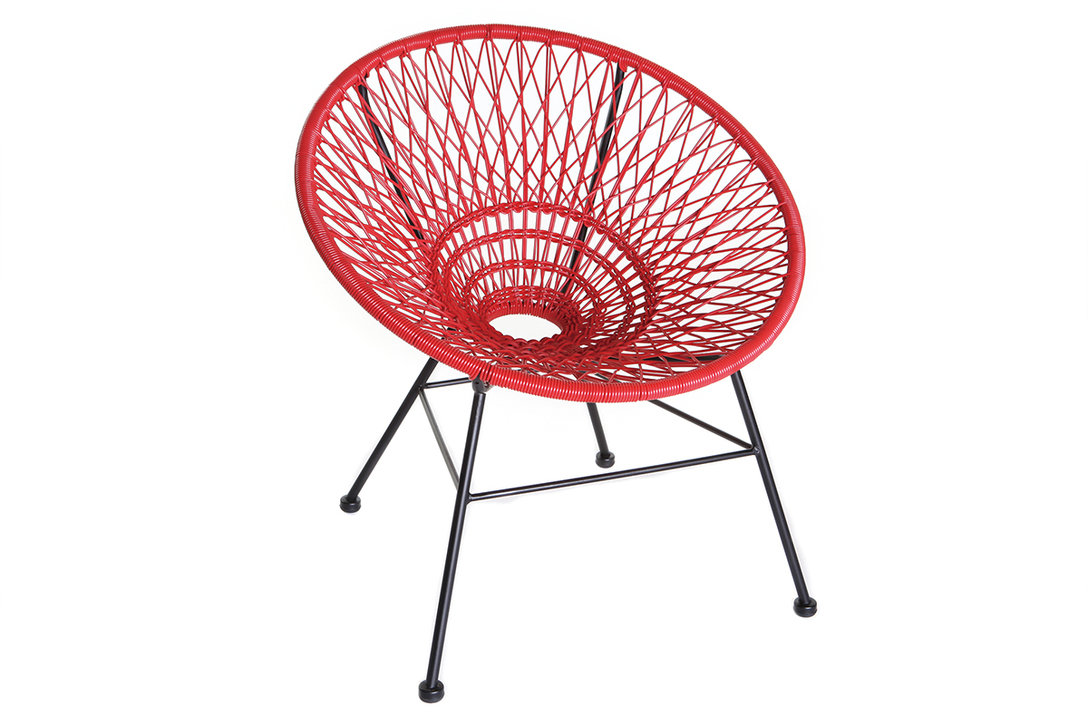 Fauteuil de jardin design en fils de r�sine rouge ARANGO