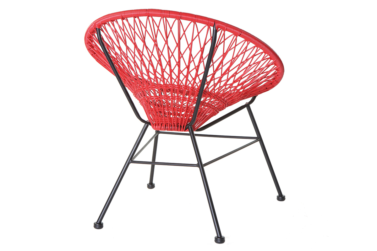 Fauteuil de jardin design en fils de r�sine rouge ARANGO
