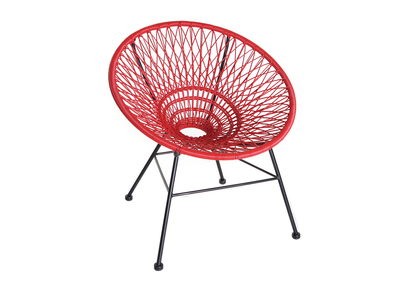 Fauteuil de jardin design en fils de r&eacute;sine rouge ARANGO