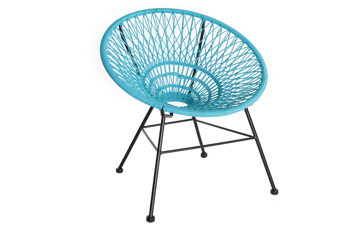 Fauteuil de jardin design en fils de r�sine turquoise ARANGO