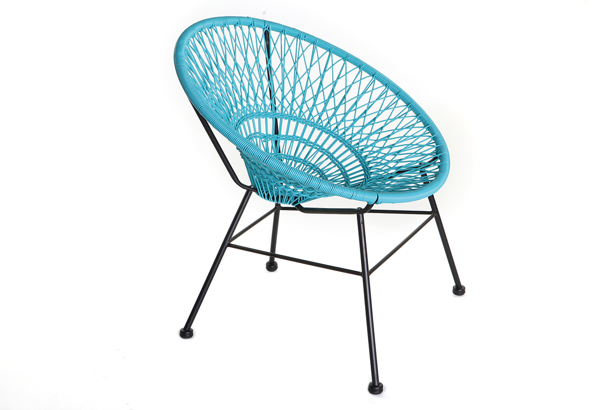 Fauteuil de jardin design en fils de r�sine turquoise ARANGO