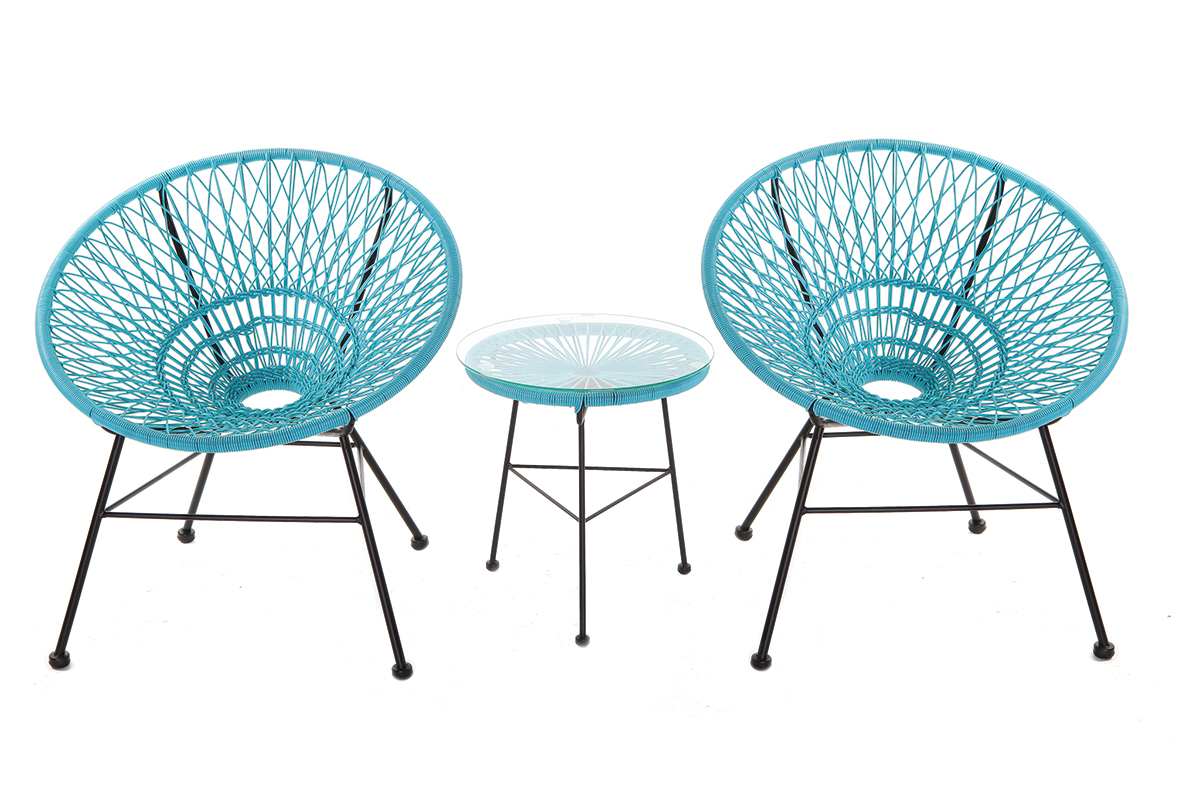 Fauteuil de jardin design en fils de r�sine turquoise ARANGO