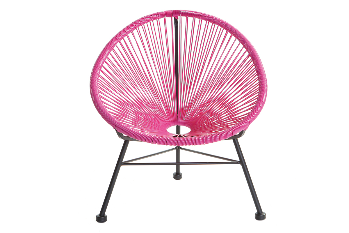 Fauteuil de jardin enfant en fils de r�sine rose BELLAVISTA