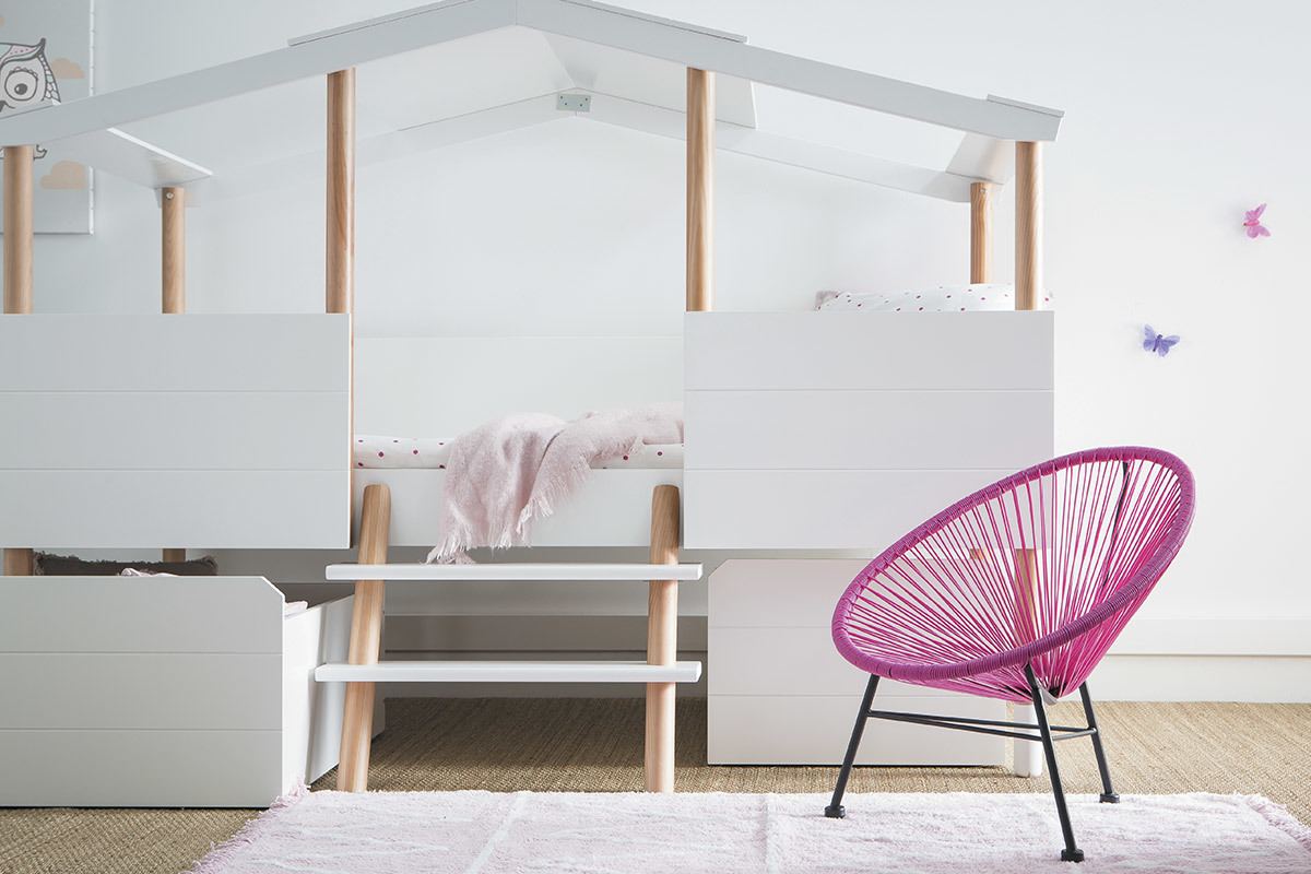 Fauteuil de jardin enfant en fils de r�sine rose BELLAVISTA