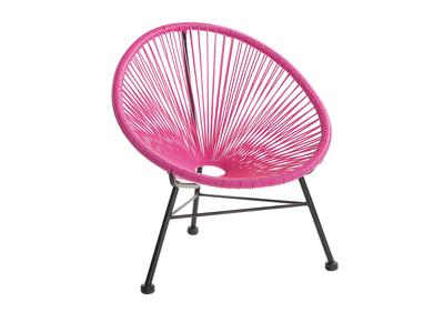 Fauteuil de jardin enfant en fils de résine rose BELLAVISTA - Fauteuil de jardin enfant en fils de résine rose BELLAVISTA