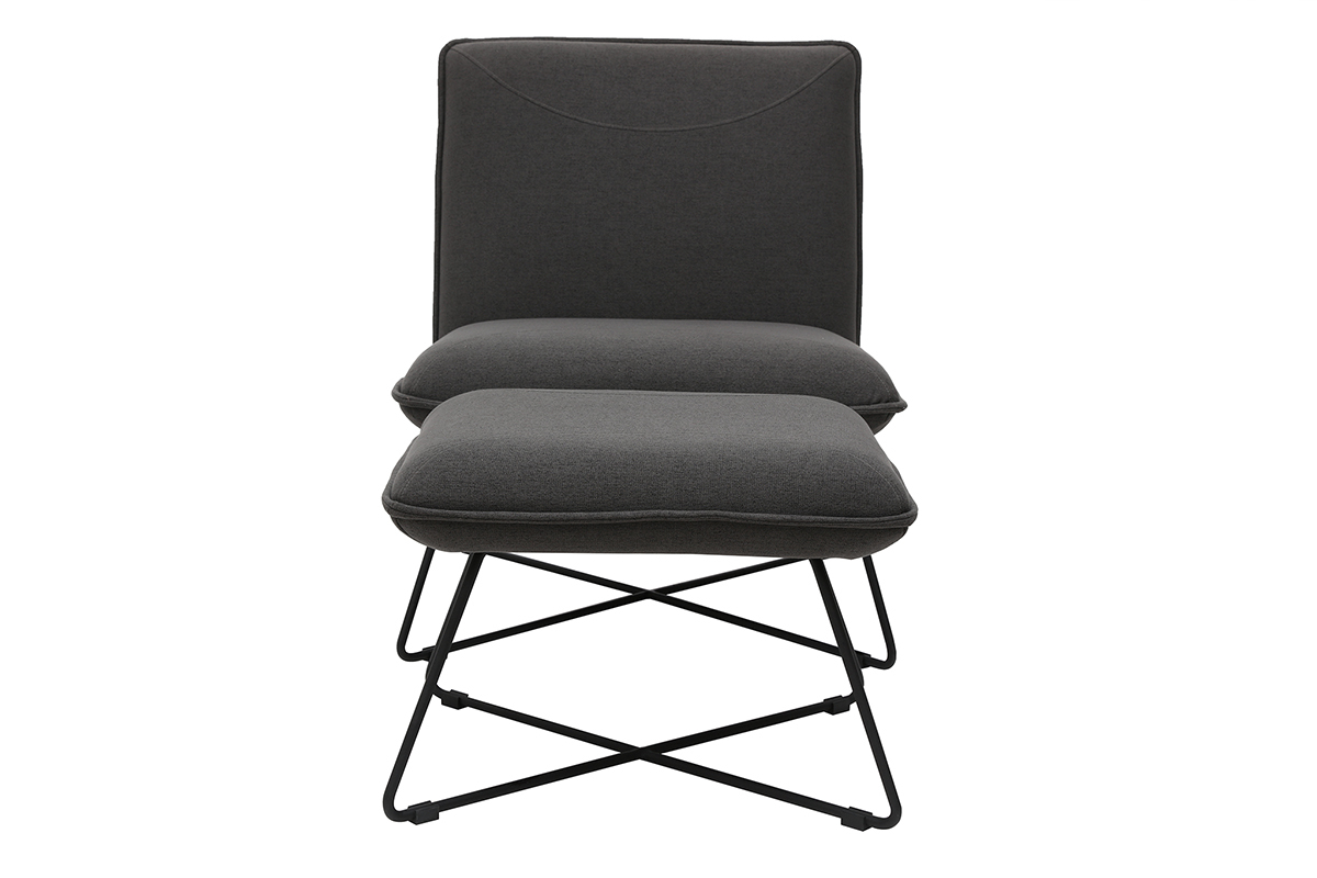 Fauteuil design avec repose pied tissu gris fonc� PHILO
