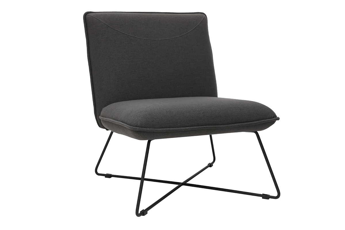 Fauteuil design avec repose pied tissu gris fonc� PHILO