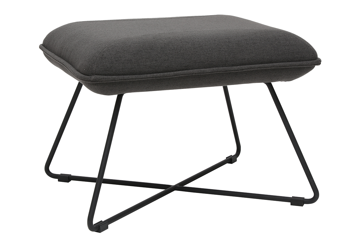 Fauteuil design avec repose pied tissu gris fonc� PHILO
