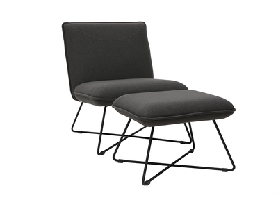 Fauteuil design avec repose pied tissu gris fonc&eacute; PHILO