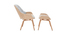 Fauteuil design avec repose-pieds tissu gris clair et bois VIVI