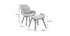 Fauteuil design avec repose-pieds tissu gris clair et bois VIVI