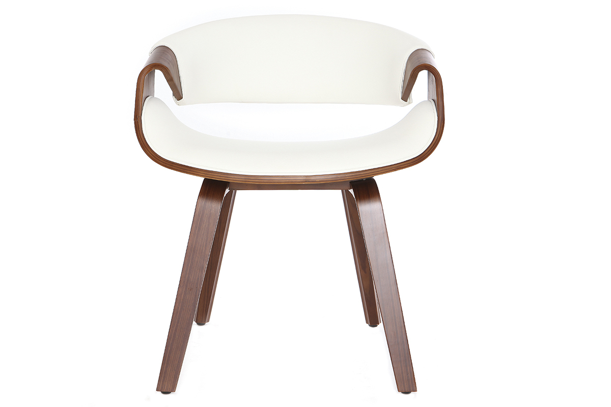 Fauteuil design blanc et bois fonc� ARAMIS