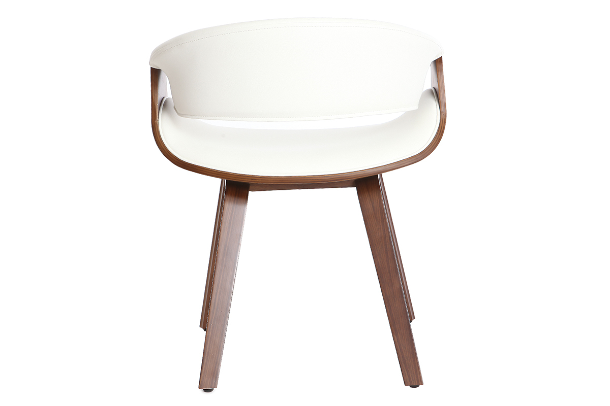 Fauteuil design blanc et bois fonc� ARAMIS