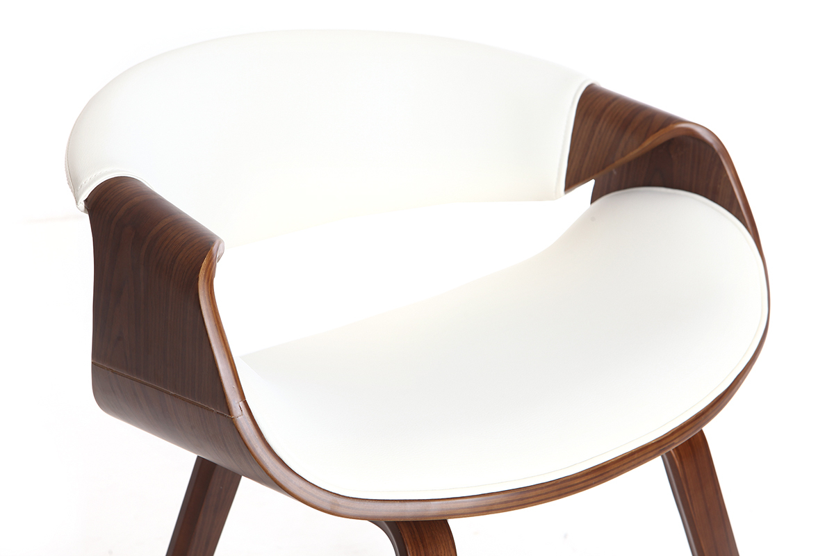 Fauteuil design blanc et bois fonc� ARAMIS