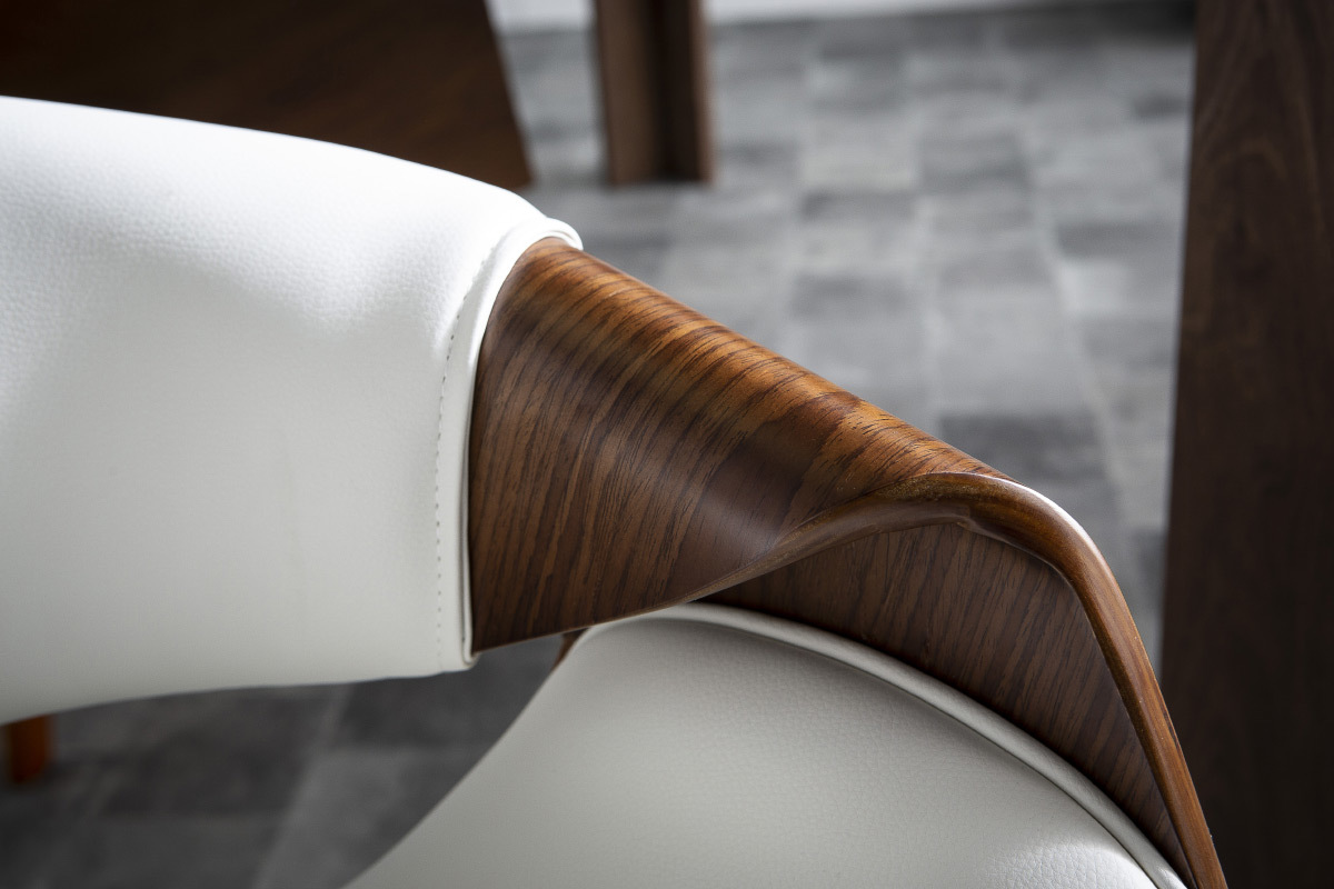 Fauteuil design blanc et bois fonc� ARAMIS