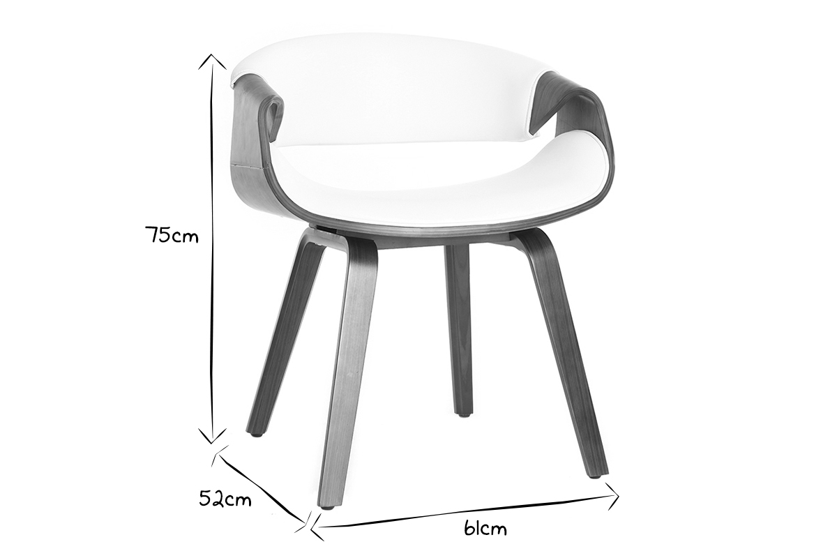 Fauteuil design blanc et bois fonc� ARAMIS