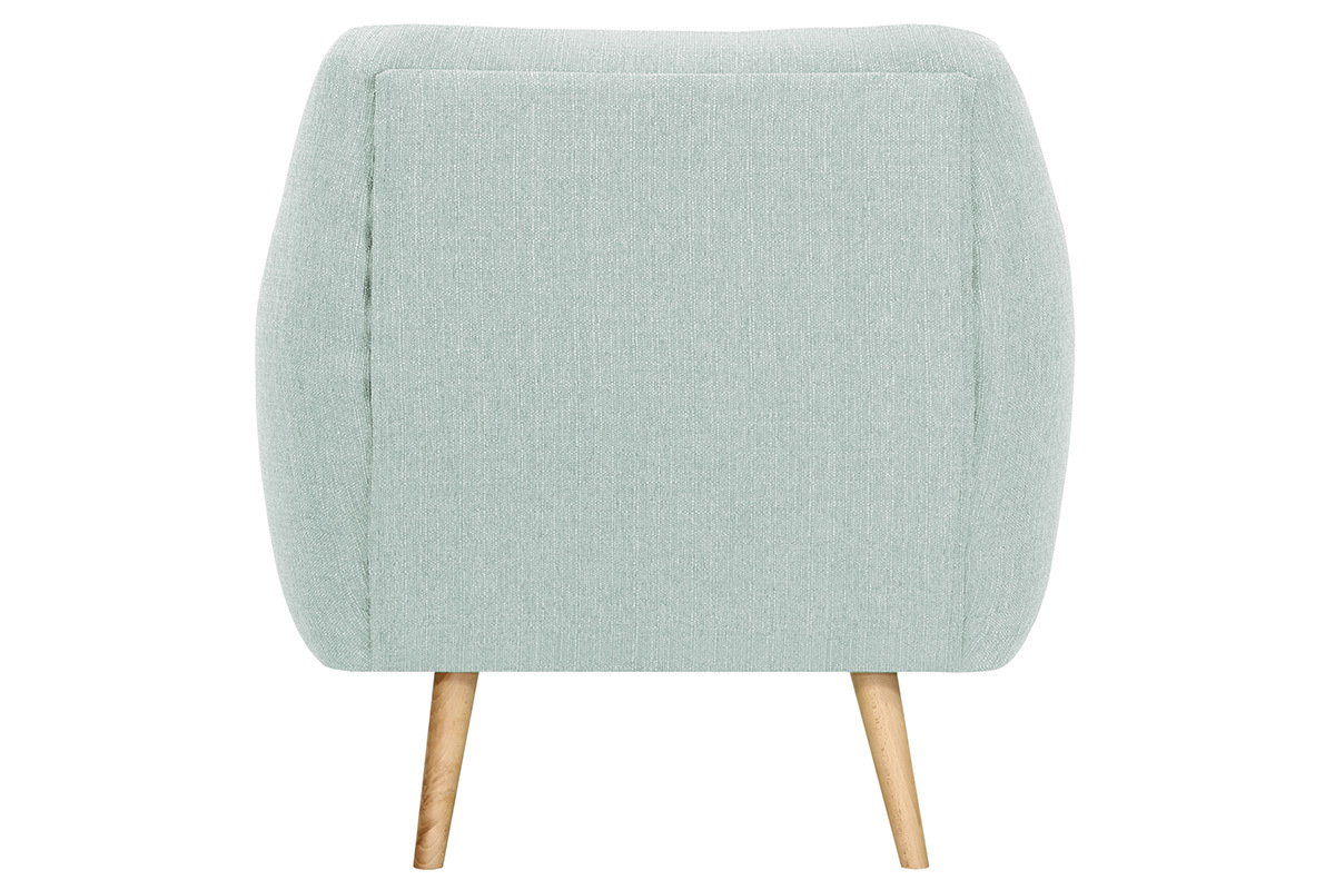 Fauteuil design bois clair et tissu vert menthe OLAF