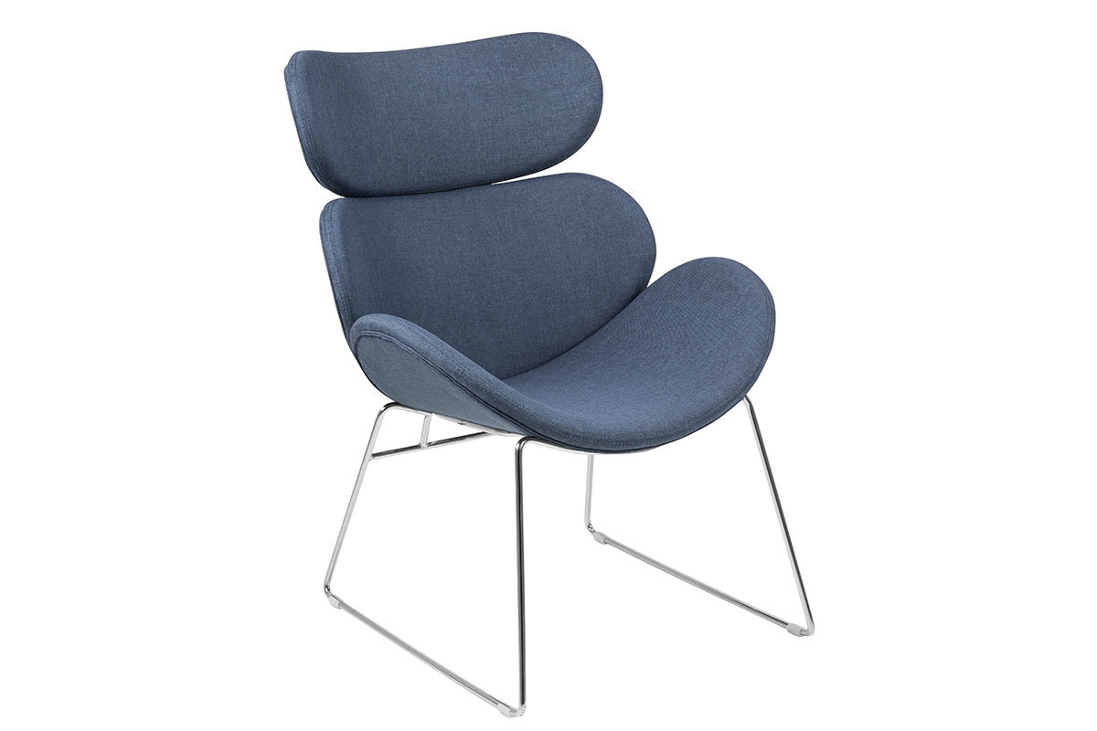 Fauteuil design contemporain bleu fonc� GABRIEL