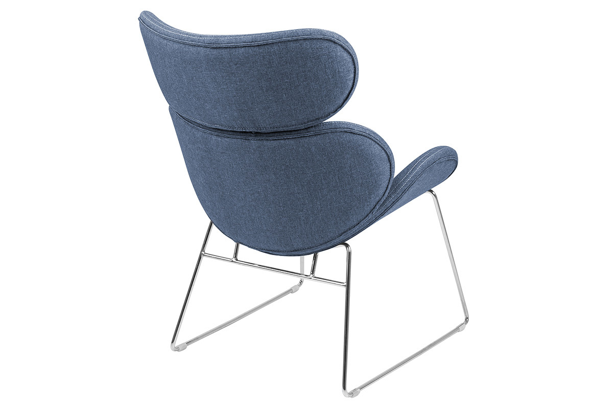 Fauteuil design contemporain bleu fonc� GABRIEL