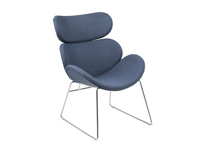 Fauteuil design contemporain bleu fonc&eacute; GABRIEL