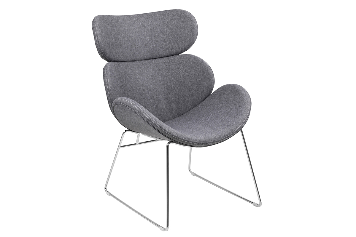 Fauteuil design contemporain gris clair GABRIEL