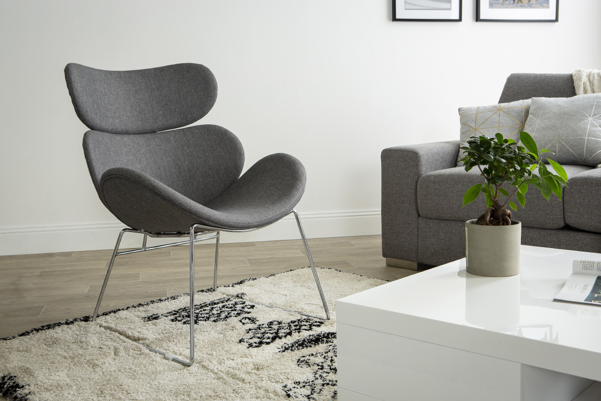 Fauteuil design contemporain gris clair GABRIEL