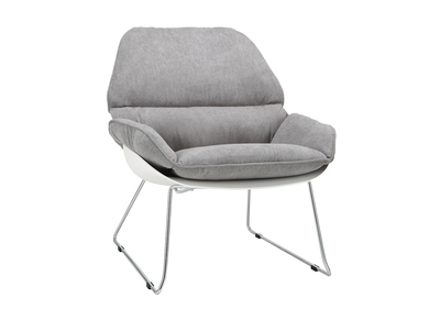 Fauteuil design coque blanche et tissu gris KOKON