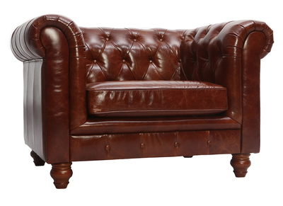 Fauteuil design cuir marron CHESTERFIELD