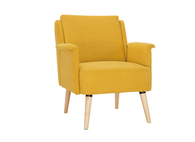 Fauteuil design effet velours jaune moutarde AEOLA
