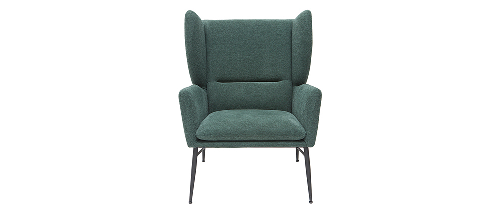 Fauteuil design en m�tal et tissu effet velours textur� vert COME