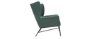 Fauteuil design en m&eacute;tal et tissu effet velours textur&eacute; vert COME
