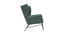 Fauteuil design en m&eacute;tal et tissu effet velours textur&eacute; vert COME